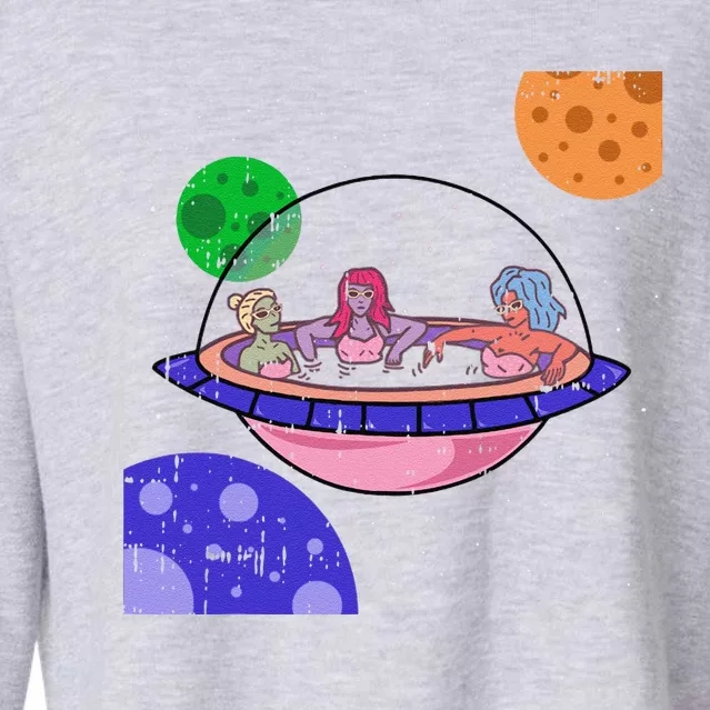 Area51 Alien Easy Bathtub Space Lazy UFO Halloween Gift Cropped Pullover Crew