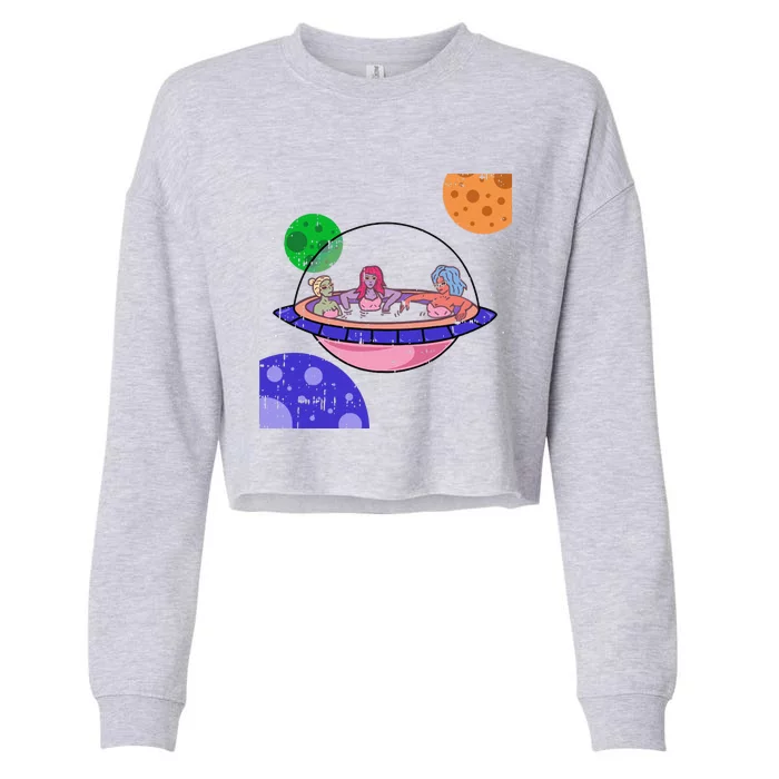 Area51 Alien Easy Bathtub Space Lazy UFO Halloween Gift Cropped Pullover Crew