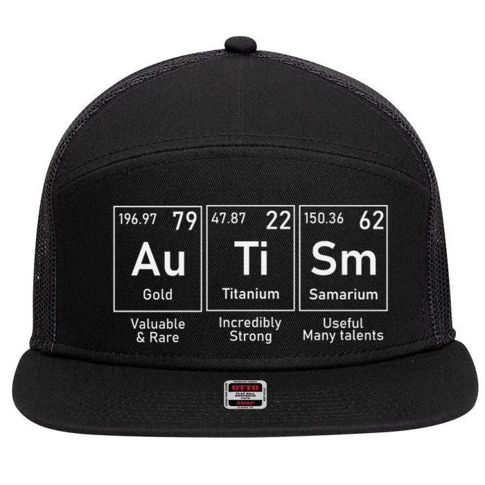 Autism Awareness Elements Graphic 7 Panel Mesh Trucker Snapback Hat