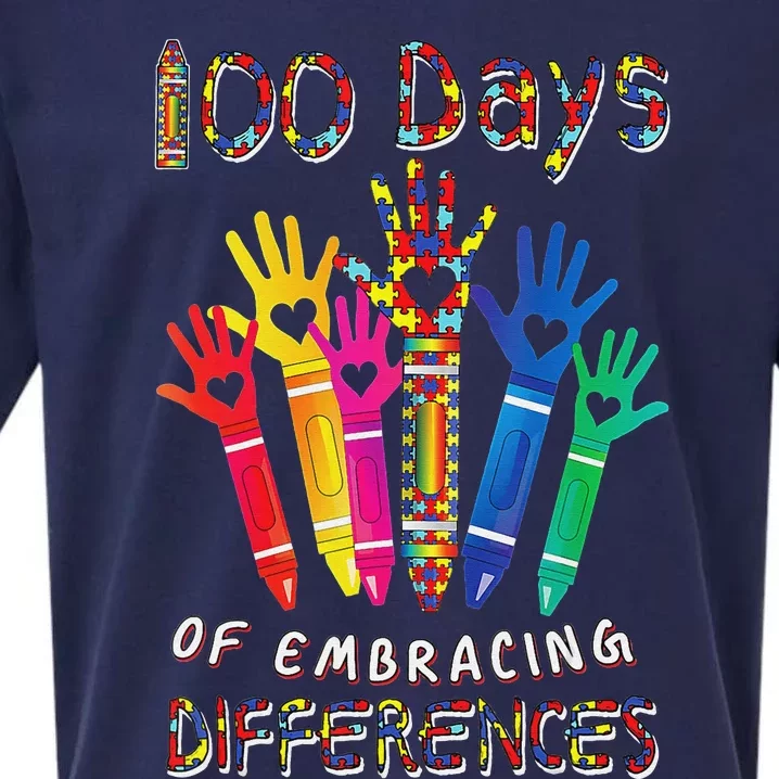 Autism Awareness Embrace Differences 100 Days Of School IEP Sueded Cloud Jersey T-Shirt