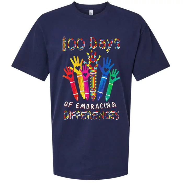 Autism Awareness Embrace Differences 100 Days Of School IEP Sueded Cloud Jersey T-Shirt