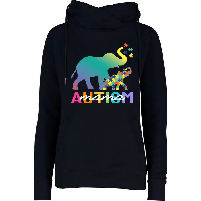 Autism Awareness Elephant Autism Mom Gift Womens Funnel Neck Pullover Hood