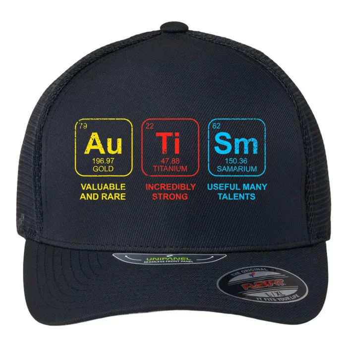 Autism Awareness Elements Periodic Table ASD Flexfit Unipanel Trucker Cap