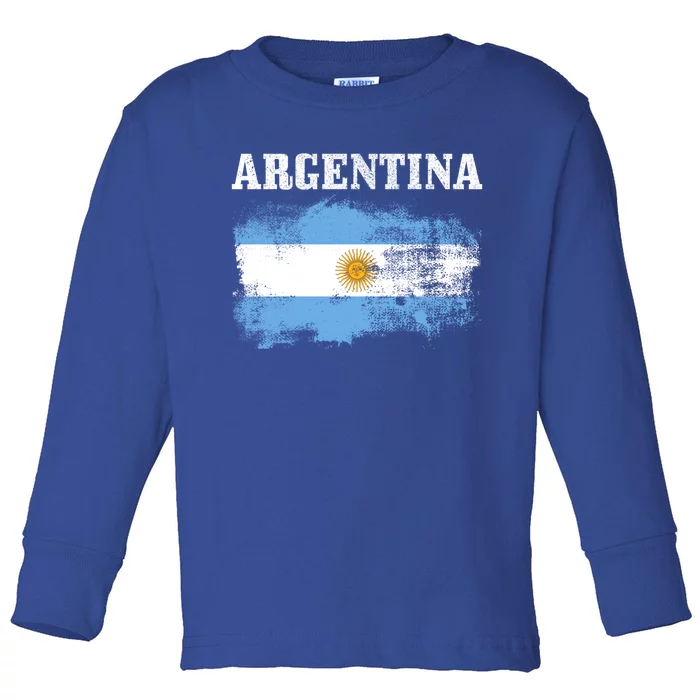 Argentina Argentinian Flag Vintage Argentine Pride Gift Toddler Long Sleeve Shirt