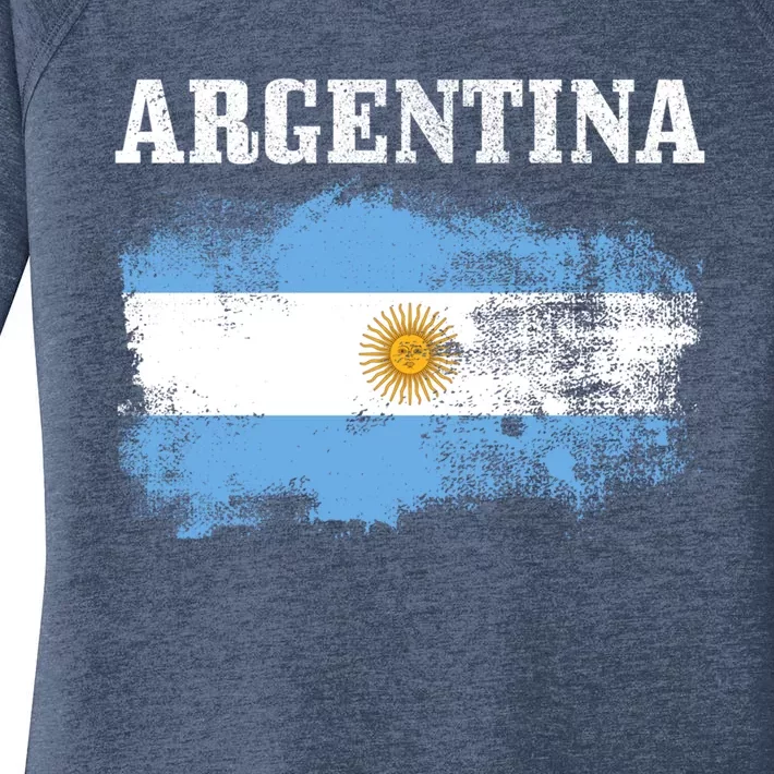 Argentina Argentinian Flag Vintage Argentine Pride Gift Women's Perfect Tri Tunic Long Sleeve Shirt