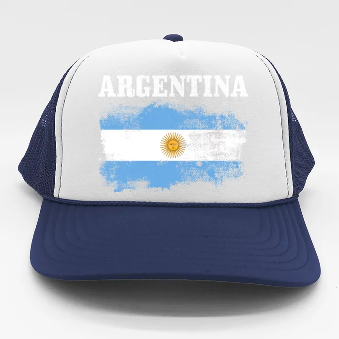 Argentina Argentinian Flag Vintage Argentine Pride Gift Trucker Hat