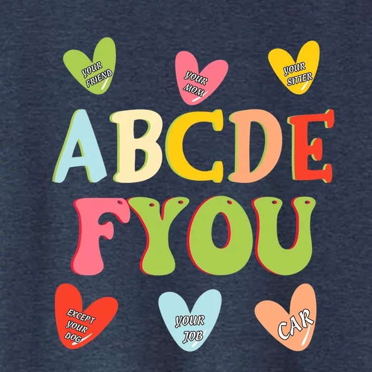 Alphabet ABCDFU Funny ESL Teacher Women Mom Anti Valentines Women's Crop Top Tee