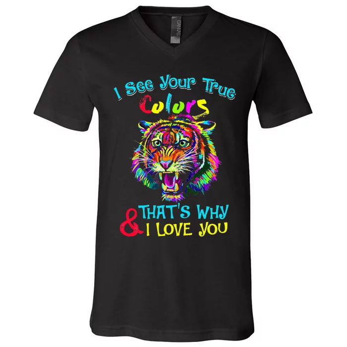 autism awareness faring its ok to be different tiger V-Neck T-Shirt