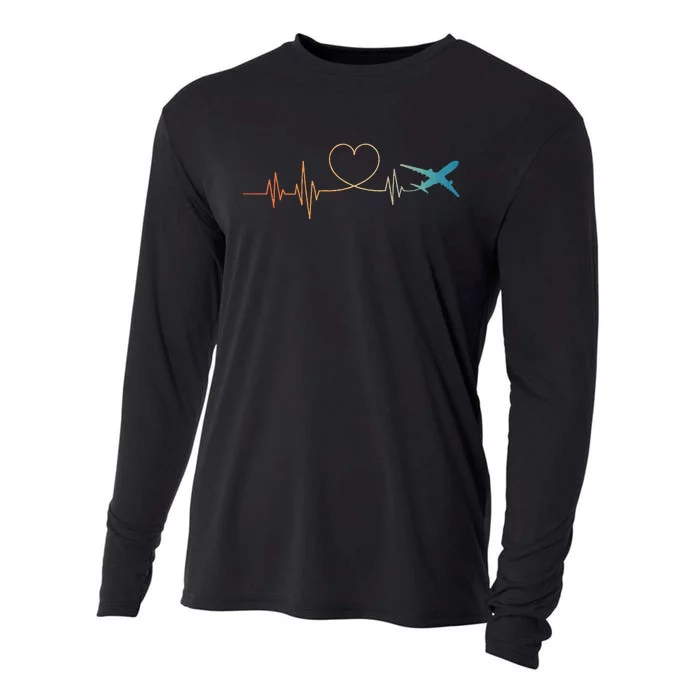 Airplane Art For Wo Aviation Instructor Airline Pilot Cooling Performance Long Sleeve Crew