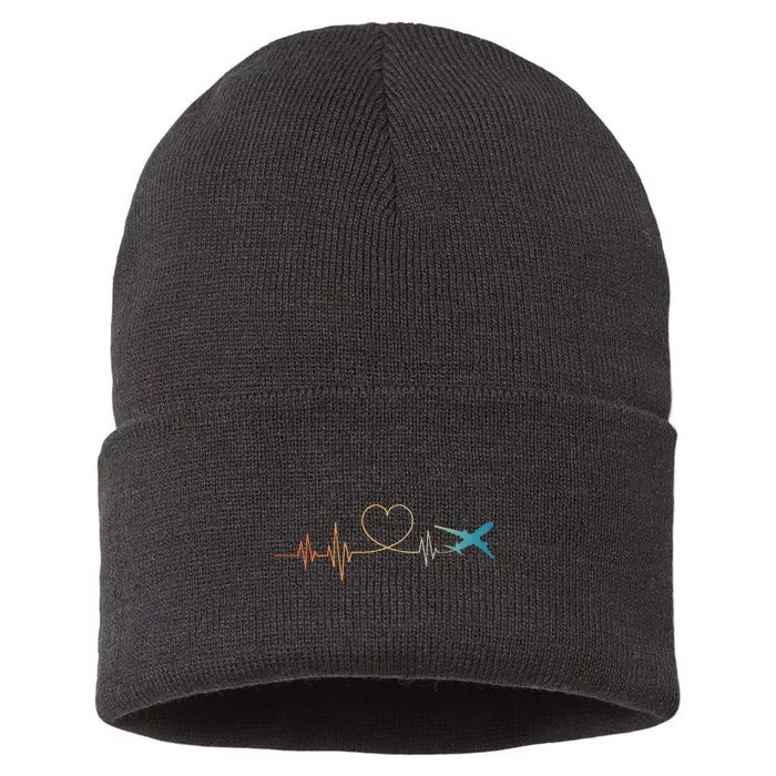 Airplane Art For Wo Aviation Instructor Airline Pilot Sustainable Knit Beanie