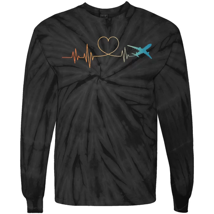 Airplane Art For Wo Aviation Instructor Airline Pilot Tie-Dye Long Sleeve Shirt