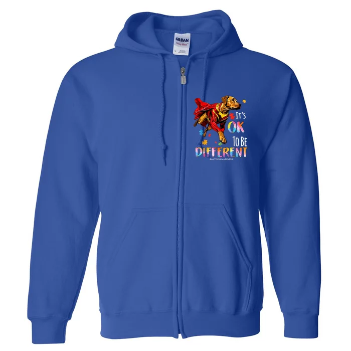 Autism Awareness Funny Kiid Its Ok To Be Different Super Pets Full Zip Hoodie