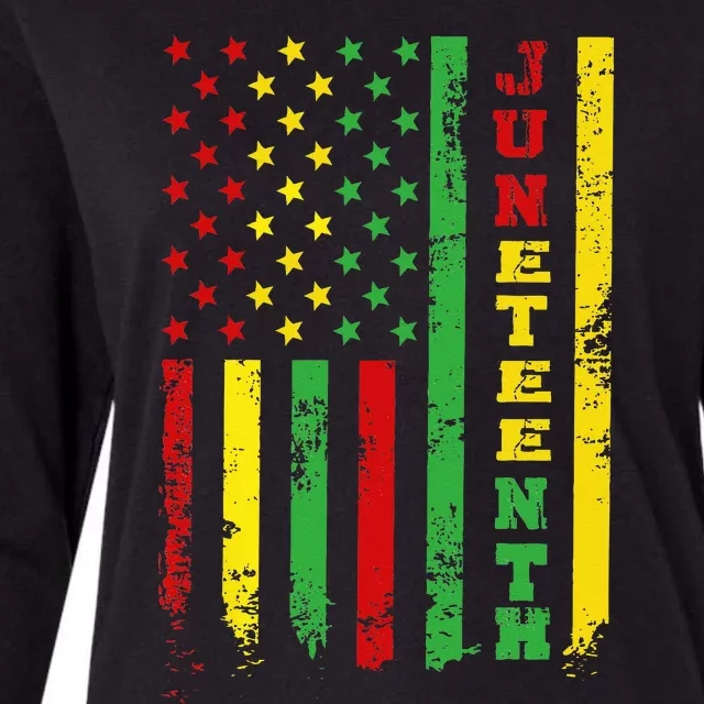 African American Flag Juneteenth  1865 Womens Cotton Relaxed Long Sleeve T-Shirt