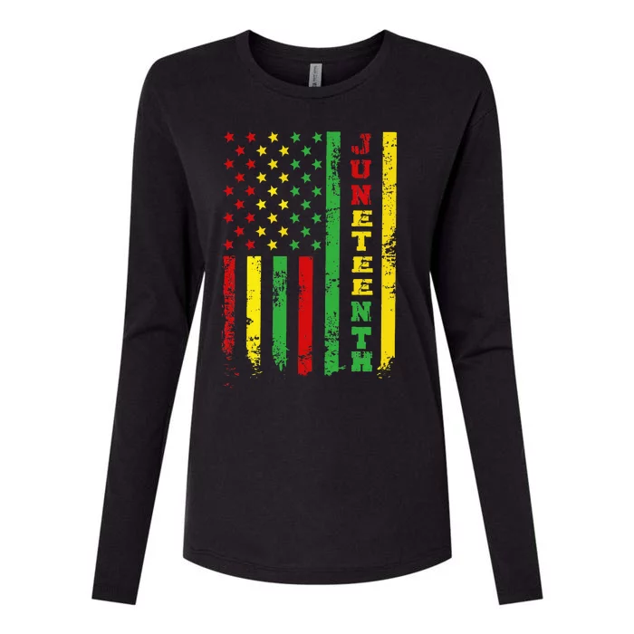 African American Flag Juneteenth  1865 Womens Cotton Relaxed Long Sleeve T-Shirt