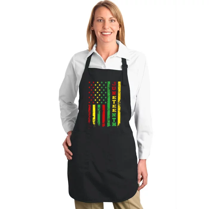 African American Flag Juneteenth  1865 Full-Length Apron With Pocket