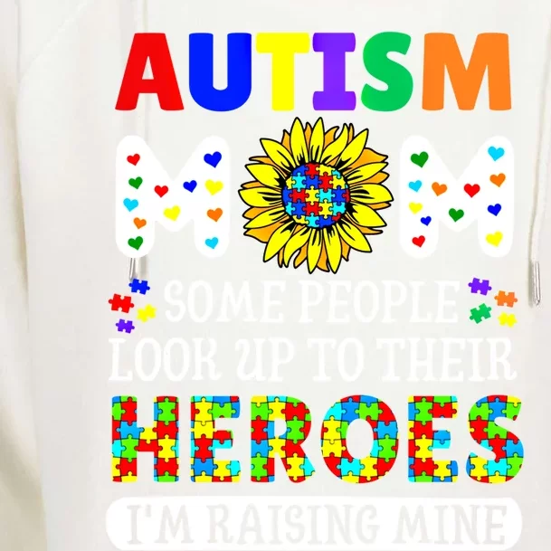 Autism Awareness For Mom Raising Heroes Autism Mom Gift Womens Funnel Neck Pullover Hood