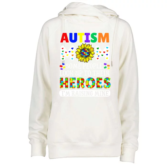 Autism Awareness For Mom Raising Heroes Autism Mom Gift Womens Funnel Neck Pullover Hood