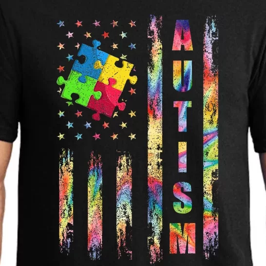 Autism Awareness Flag American Flag Autism Dad Mom Pajama Set