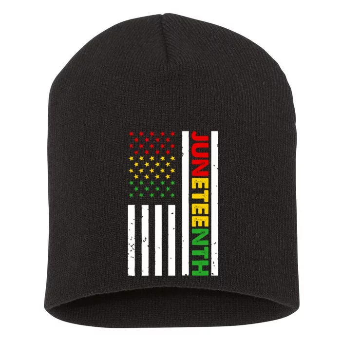 African American Flag Juneteenth Celebration Graphics Short Acrylic Beanie