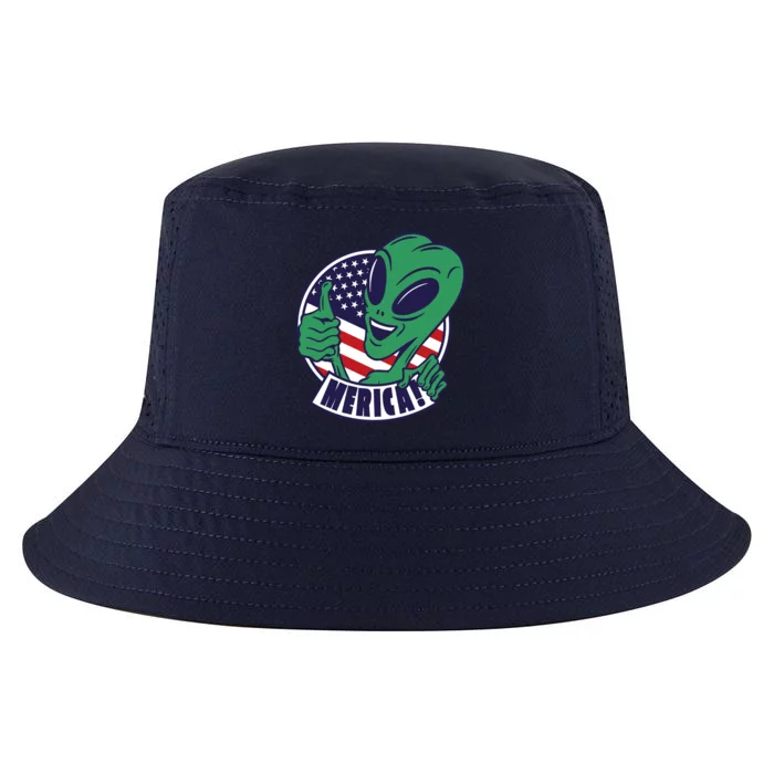 Alien American Flag Funny Merica Cool Comfort Performance Bucket Hat