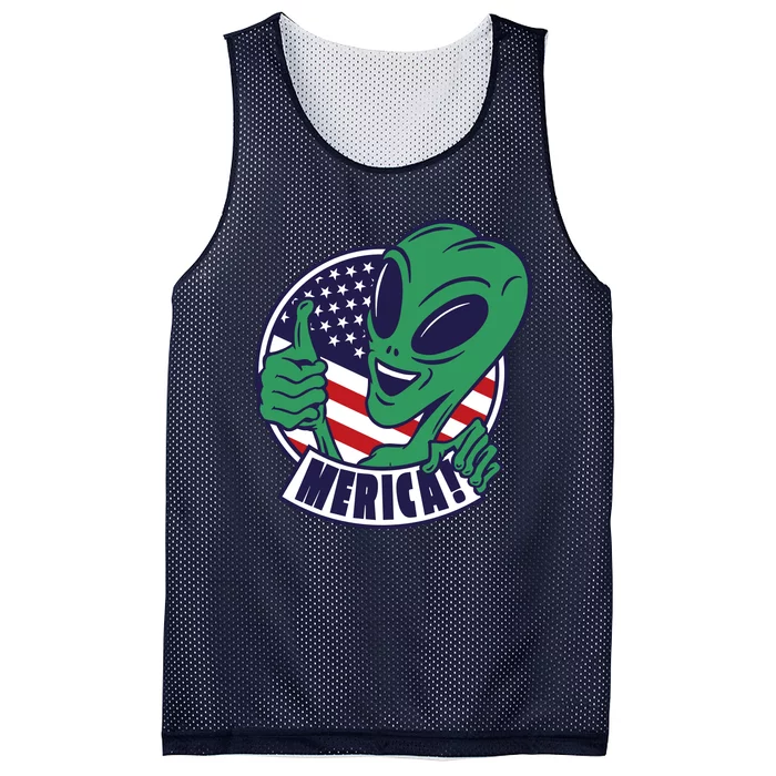 Alien American Flag Funny Merica Mesh Reversible Basketball Jersey Tank