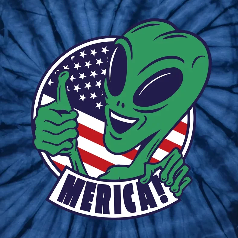 Alien American Flag Funny Merica Tie-Dye T-Shirt