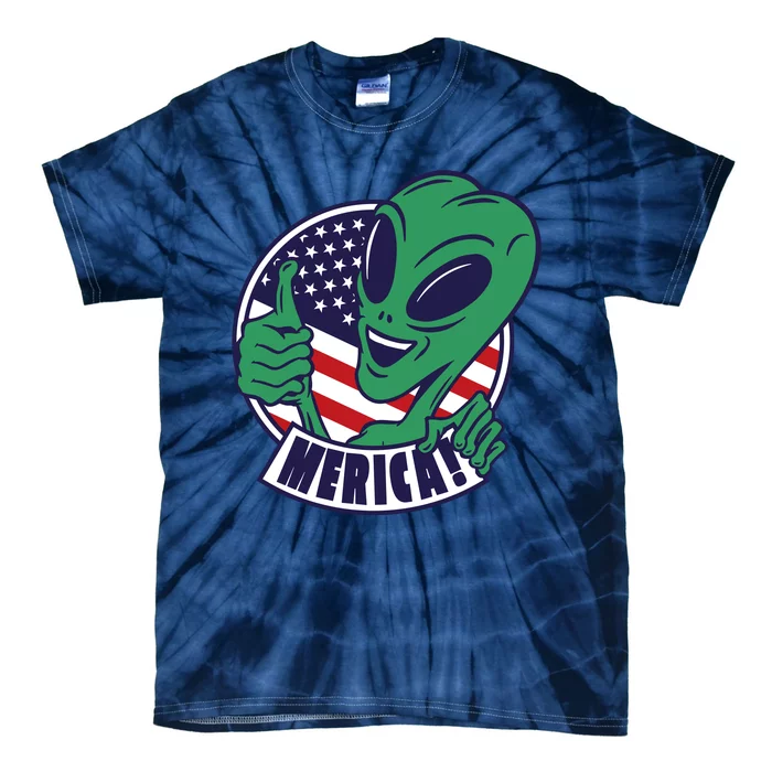 Alien American Flag Funny Merica Tie-Dye T-Shirt