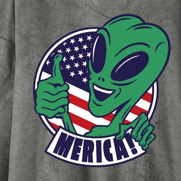 Alien American Flag Funny Merica Hooded Wearable Blanket