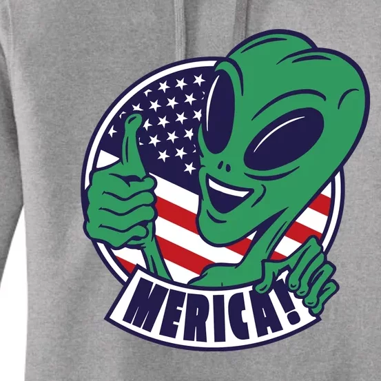 Alien American Flag Funny Merica Women's Pullover Hoodie