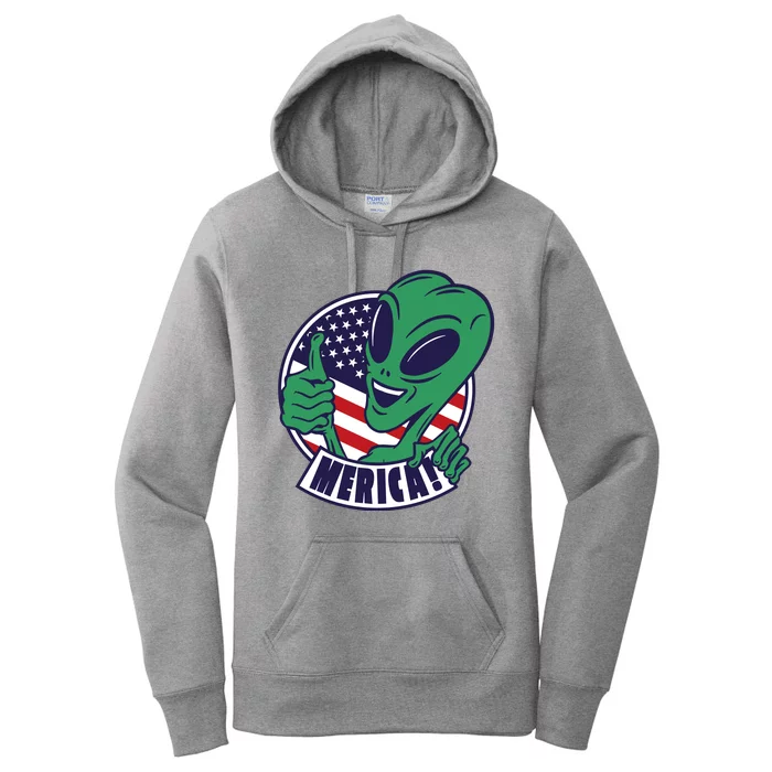 Alien American Flag Funny Merica Women's Pullover Hoodie