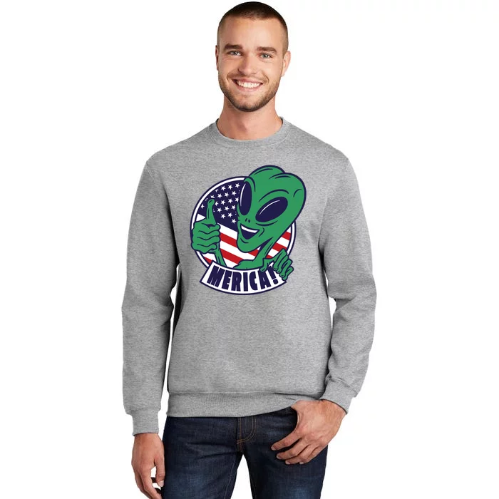 Alien American Flag Funny Merica Tall Sweatshirt