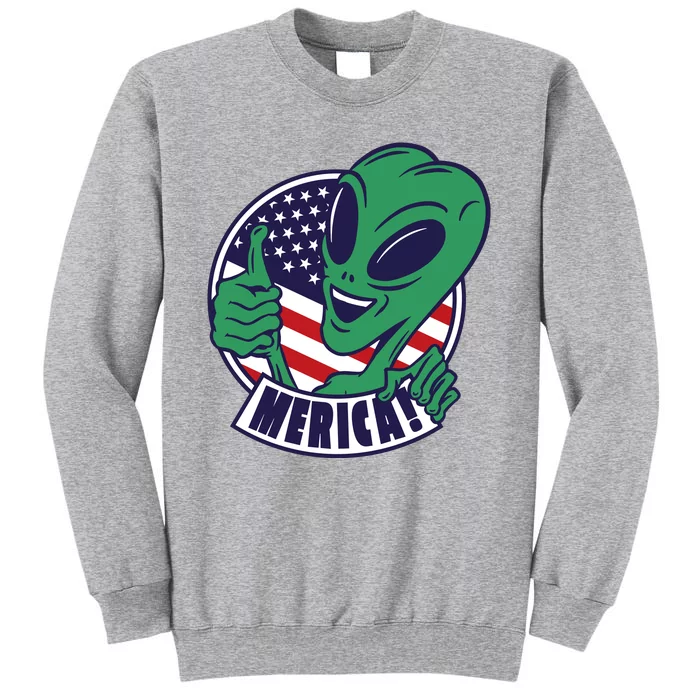 Alien American Flag Funny Merica Tall Sweatshirt