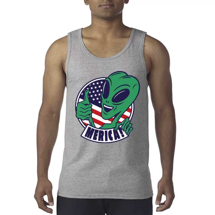 Alien American Flag Funny Merica Tank Top