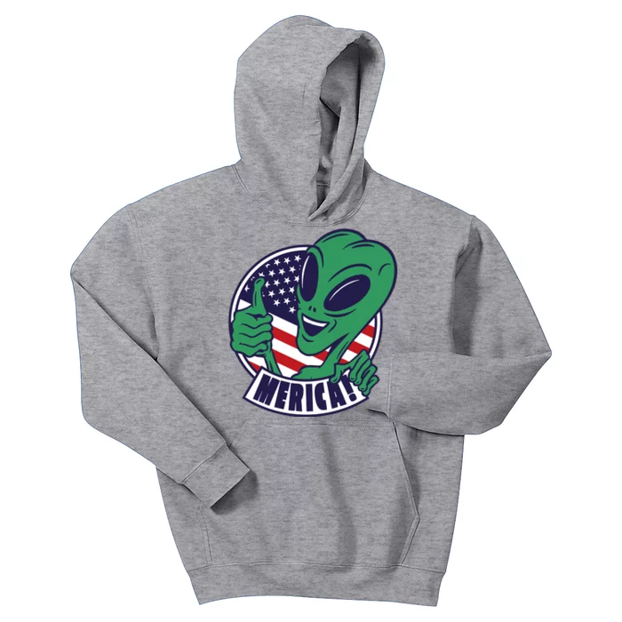 Alien American Flag Funny Merica Kids Hoodie