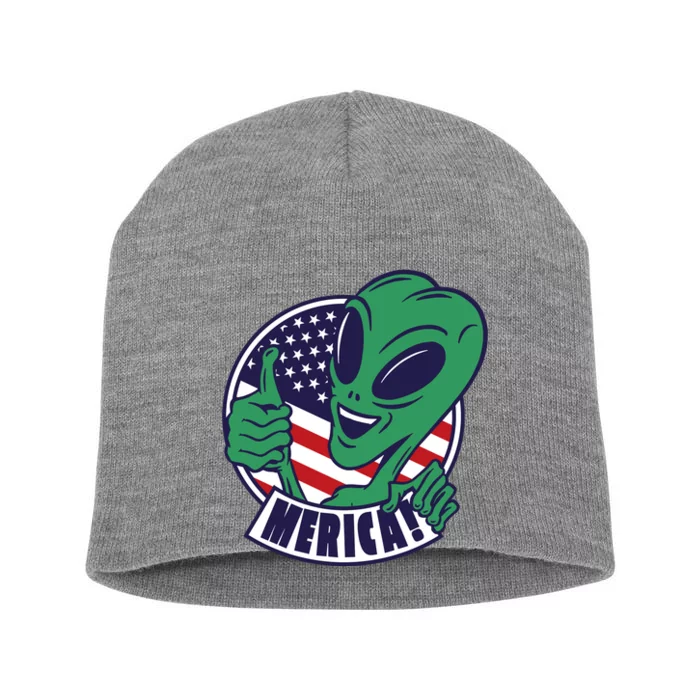 Alien American Flag Funny Merica Short Acrylic Beanie