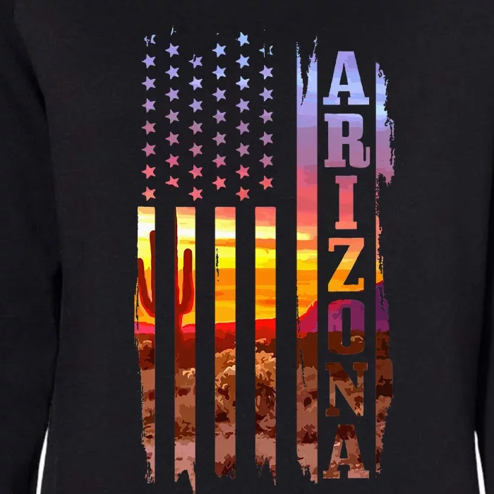 Arizona American Flag Pride Landscape Cactus Patriotic Womens California Wash Sweatshirt