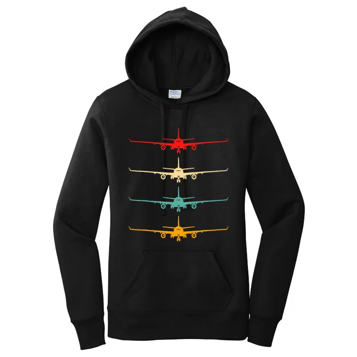 Aviation Airplane Flying Airline Funny Vintage Pilot Gift Women's Pullover Hoodie