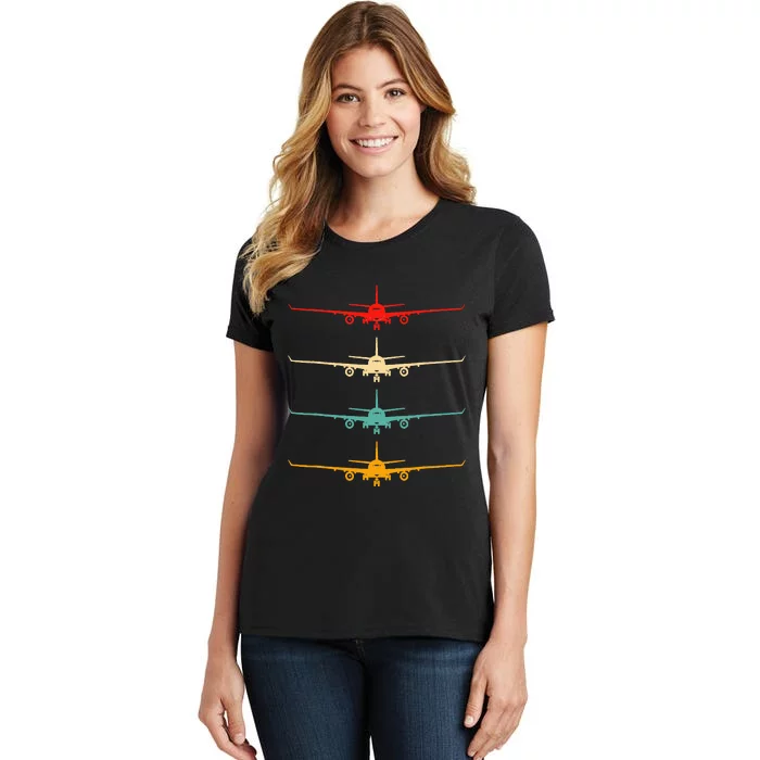 Aviation Airplane Flying Airline Funny Vintage Pilot Gift Women's T-Shirt