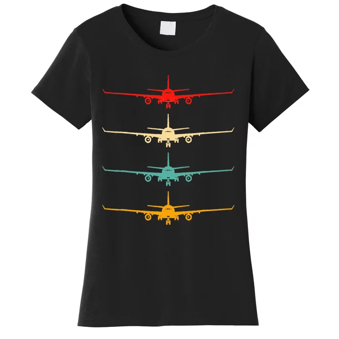 Aviation Airplane Flying Airline Funny Vintage Pilot Gift Women's T-Shirt