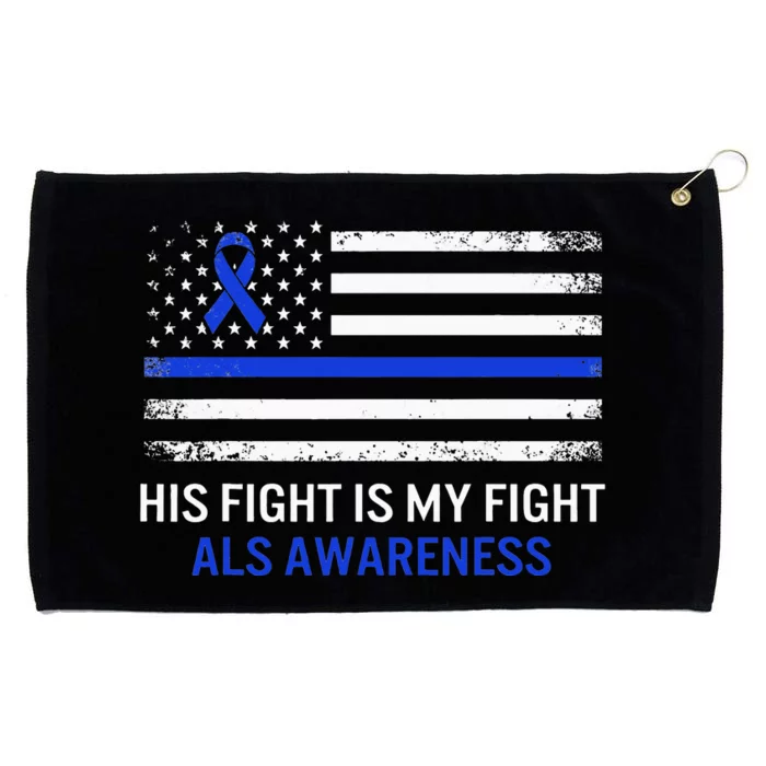 ALS Awareness Fight Blue Ribbon USA Flag Dad Warrior Support Grommeted Golf Towel