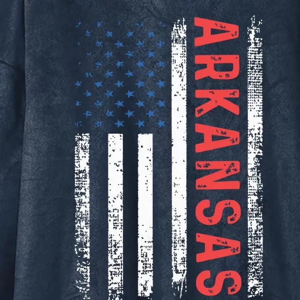 Arkansas American Flag Pride Patriotic Hooded Wearable Blanket