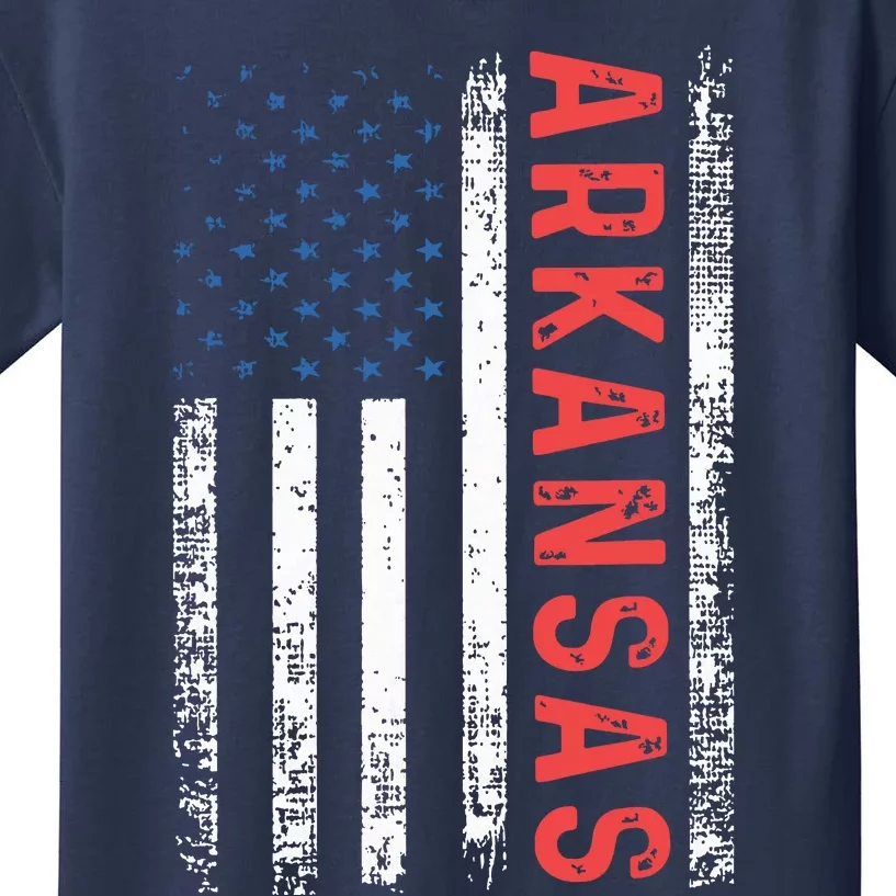 Arkansas American Flag Pride Patriotic Kids T-Shirt