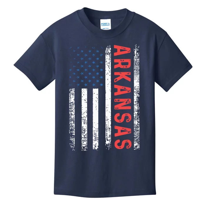 Arkansas American Flag Pride Patriotic Kids T-Shirt