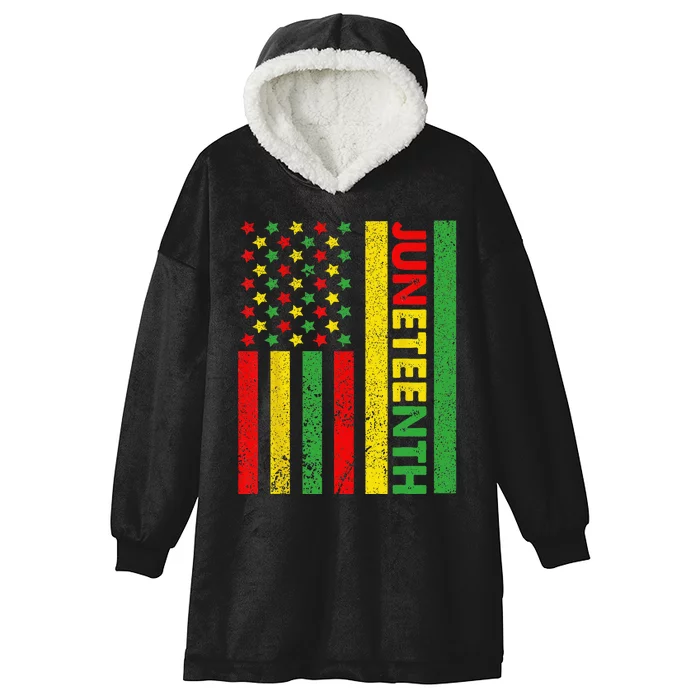 African American Flag Juneteenth Hooded Wearable Blanket