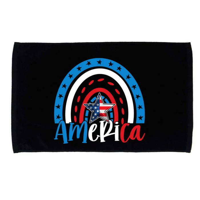 America American Flag Patriotic 4th Of July Rainbow Meaningful Gift Microfiber Hand Towel