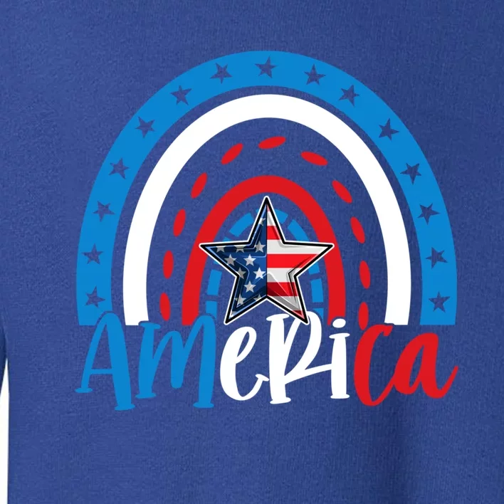 America American Flag Patriotic 4th Of July Rainbow Meaningful Gift Toddler Sweatshirt