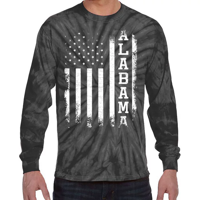 Alabama American Flag Vintage Tie-Dye Long Sleeve Shirt