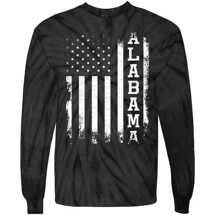 Alabama American Flag Vintage Tie-Dye Long Sleeve Shirt