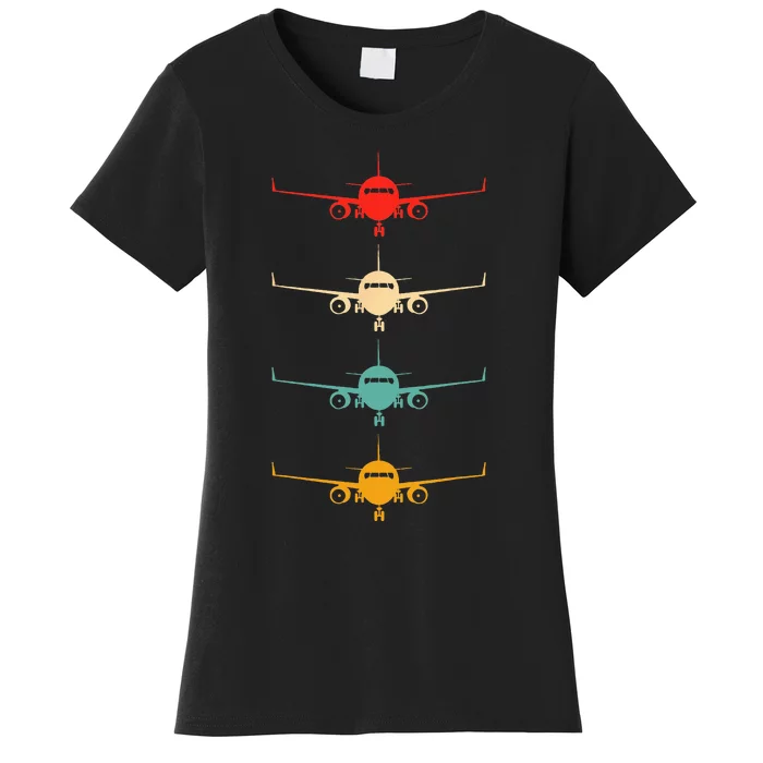 Aviation Airplane Flying Airline Funny Vintage Pilot Women's T-Shirt