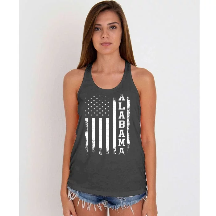 Alabama American Flag Vintage Women's Knotted Racerback Tank